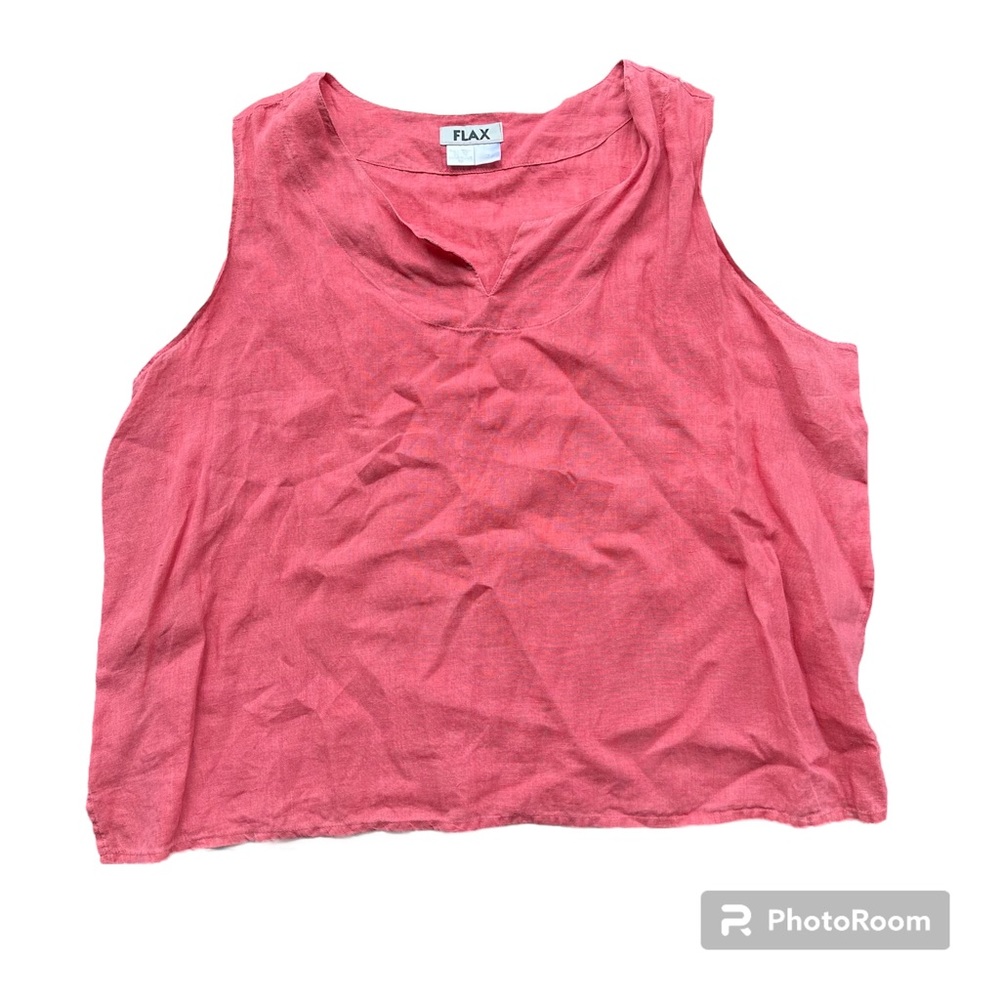 Flax 100% Linen Salmon Pink Tank Top 3X
